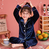 Image of Children's Gold Velvet Solid Color Pajamas Set Shopping