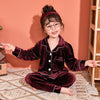 Image of Children's Gold Velvet Solid Color Pajamas Set Shopping