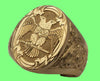 Image of Golden Double-headed Eagle Wings Carving Ring Shopping