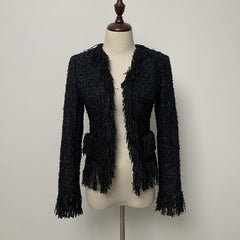 Women's Coat With Bright Silk Tweed Fringe