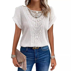 Lace Patchwork Short-sleeved T-shirt Women's Clothing