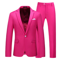 Multi-Color Two-piece Suit Men's Solid Color Slim Fit Shopping