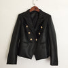 Image of Metal buckle double-breasted leather suit Shopping