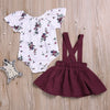 Image of Patricia Floral Set  Toddler Kids Baby Girls Floral Romper Suspender Skirt Overalls 2PCS Outfits Baby Clothing Shopping