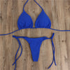 Image of 2pcs Halterneck Lace-up Bikini Women Summer Solid Color Sexy Split Strap Adjustable Swimsuit Suit Shopping