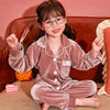 Image of Children's Gold Velvet Solid Color Pajamas Set Shopping