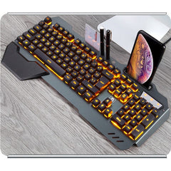 ErgonomicWired Gaming Keyboard with RGB Backlight Phone Holder Shopping