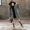 Image of Gray plaid houndstooth coat for girls Shopping