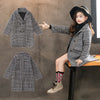 Image of Gray plaid houndstooth coat for girls Shopping