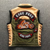 Image of Green Canvas Slim Lapel Punk Motorcycle Vest Shopping