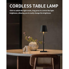 Cordless Table Lamp, Portable LED Desk Lamp, 5000mAh Battery Operated, 3 Color Stepless Dimming Up, For Restaurant Bedroom Bars Outdoor Party Camping Coffee Shop Atmosphere Night Light