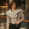 Image of Large Collar Lapel Short Sweater Knit Shopping