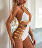 Image of One-piece Swimsuit Sexy Stitching Bandage Belt Buckle One-piece Bikini Shopping