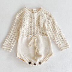 Girl Baby Knitted Hollow Waist Girdle Long Sleeves Harpy Dress Triangle Shopping