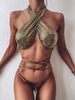 Image of Bikini sexy bikini hot style snake print fabric strappy swimsuit Shopping