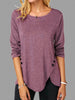 Image of Spring And Summer Hot Style Irregular Button Hem Long Sleeve Round Neck T-shirt Shopping