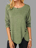 Image of Spring And Summer Hot Style Irregular Button Hem Long Sleeve Round Neck T-shirt Shopping