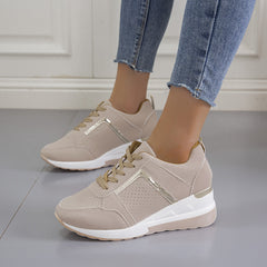 Sneakers Platform Wedge Heel Casual Shoes Lace-up Mesh Sneakers Shopping