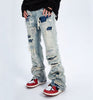 Image of Kaalixto Ripped Jeans Men's Washed Pants Shopping