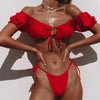 Image of Hot-selling Ruffles Bikini Solid Color Bikinis Women Swimwear Sexy Biquini Swim Suit Bandage Swimsuit Bikini Shopping