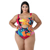 Image of Plus Size Swimsuit One-piece Skirt Print Plus Size Swimsuit Shopping