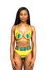 Image of African Print Two-Pieces Bath Suits Bikini Set Sexy Geometric Swimwear Swimsuit Golden High Waist Swimming Suit Shopping