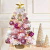 Image of 2ft Mini Christmas Tree With Light Artificial Small Tabletop Christmas Decoration With Flocked Snow, Exquisite Decor & Xmas Ornaments For Table Top For Home & Office Shopping