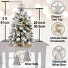 Image of 2ft Mini Christmas Tree With Light Artificial Small Tabletop Christmas Decoration With Flocked Snow, Exquisite Decor & Xmas Ornaments For Table Top For Home & Office Shopping