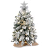 Image of 2ft Mini Christmas Tree With Light Artificial Small Tabletop Christmas Decoration With Flocked Snow, Exquisite Decor & Xmas Ornaments For Table Top For Home & Office Shopping