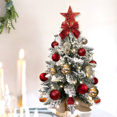 2ft Mini Christmas Tree With Light Artificial Small Tabletop Christmas Decoration With Flocked Snow, Exquisite Decor & Xmas Ornaments For Table Top For Home & Office Shopping