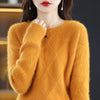 Image of Hollow Round Neck Mink Sweater Women Shopping