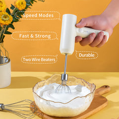 Electric Egg Beater With 2 Wire Beaters Portable Food Blender Whisk 3 Speeds Handheld Food Mixer ,USB Rechargeable Handheld Egg Beater Shopping