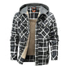 Image of Men Warm Jacket Fleece Lining Lumberjack Plaid Hooded Jackets Snap Button Shopping