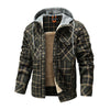 Image of Men Warm Jacket Fleece Lining Lumberjack Plaid Hooded Jackets Snap Button Shopping