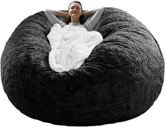 Bag Chair Coverit Was Only A Cover, Not A Full Bean Bag Chair Cushion,Big Round Soft Fluffy PV Velvet Sofa Bed Cover, Living Room Furniture,  Lazy Sofa Bed Cover,5ft Black Shopping