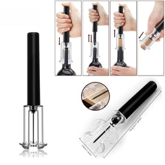 Wine Opener With Foil Cutter, Air Pressure Wine Bottle Opener Easy Cork Remover Corkscrew Stainless Steel Bar Accessories Kitchen Supplies Wine Air Pressure Bottle Opener Four-Piece Set Cylinder Shopping