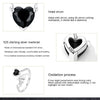 Image of Black Heart-shaped Zircon Little Devil Ear Stud And Ring Jewelry Shopping