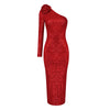 Image of Elegant High-end Dress Rose Red Sequined Evening Dress Female New Year Battle Gown Host Shopping