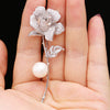 Image of Women's Fashion Pearl Inlaid Zircon Camellia Brooch Shopping