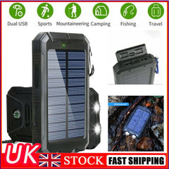 20000mAh Solar Power Bank Waterproof 2USB LED Battery Charger For Cell Phone Shopping