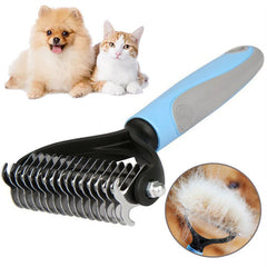 Grooming Brush For Pet Dog Cat Deshedding Tool Rake Comb Fur Remover Reduce 2-Side Dematting Tool For Dogs Cats Pets Grooming Brush Double Sided Shedding And Dematting Undercoat Rake Hair Removal Comb Shopping