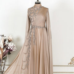 Champagne Muslim Evening Dress Formal Party Shopping