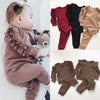 Image of Newborn Baby Boys Girls Ruffles Jumper Solid Long Sleeve Sweatshirt Tops Pants Infant Kids 2Pcs Outfits Clothes Set Fall Clothes Shopping