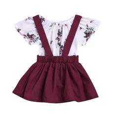 Patricia Floral Set  Toddler Kids Baby Girls Floral Romper Suspender Skirt Overalls 2PCS Outfits Baby Clothing Shopping