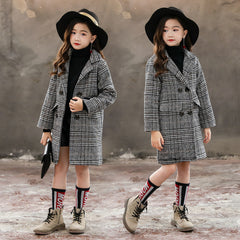 Gray plaid houndstooth coat for girls Shopping