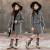 Image of Gray plaid houndstooth coat for girls Shopping