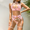 Image of Love Drill Buckle Sexy Cutout Embroidered Sexy Lingerie Suit Shopping