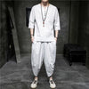 Image of Linen Men's T-shirt Suit Style Summer Retro Shopping