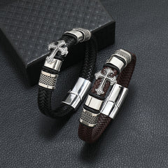 Alloy Punk Men's Leather Cord Bracelet Shopping