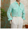 Image of Fashion Pure Linen Breathable Retro Long Sleeve Shirt Men Shopping